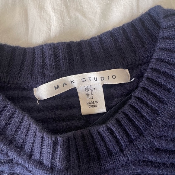 max studio blue ribbed thick cropped sweater - Picture 3 of 5